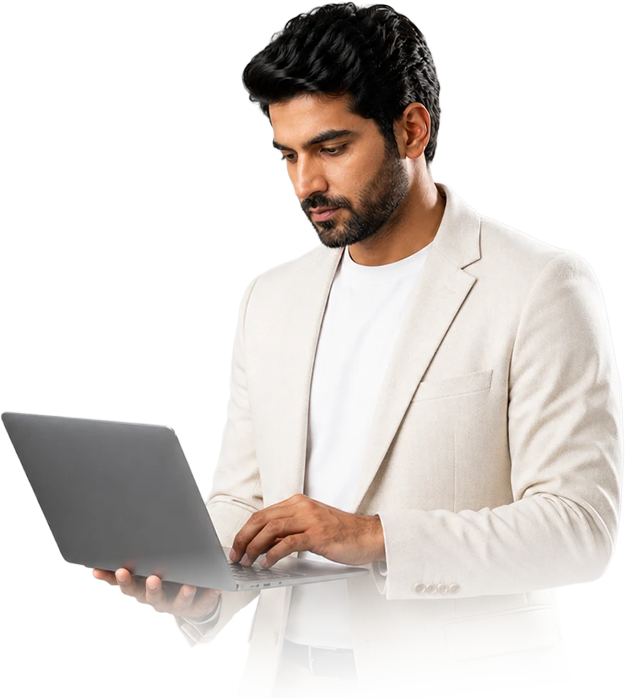 Narendra Infotech specialist working on a laptop
